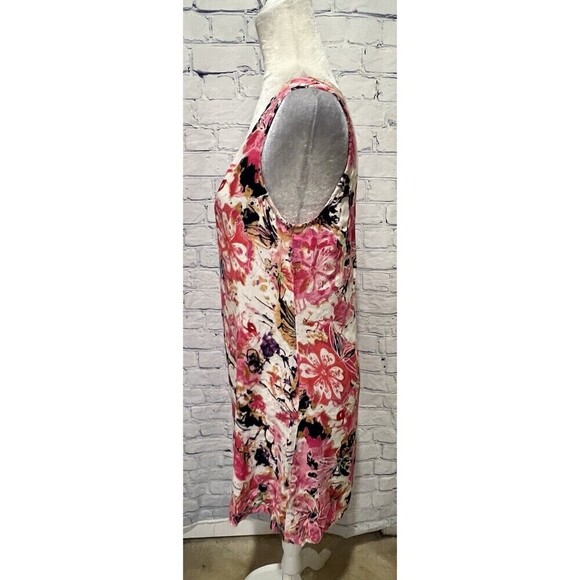 Pineapple Cove Pink Tropical Floral Rayon A-Line Sleeveless Dress Womens Large - Picture 3 of 6